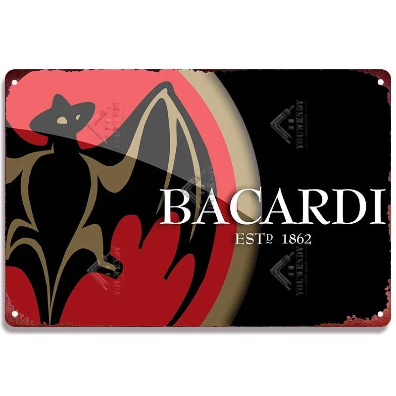 Ретро Bacardi Металлическая детская, Жестяная детская, Плакетка бренда рома, Винтажная тарелка, Настенное украшение, Постер, Бар, Мужская берлога, Шэбби