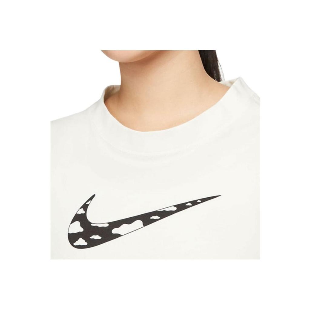 Nike Свободный крой, круглый вырез, короткий рукав, футболка с узором из букв на спине, женские топы, парусно-белый DQ3308-133