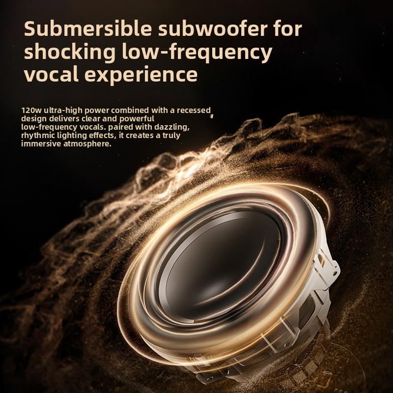 Transparent Bluetooth Speaker, Harman Crystal Style Subwoofer, RGB Atmosphere Lamp, Wireless Stereo Audio for Home