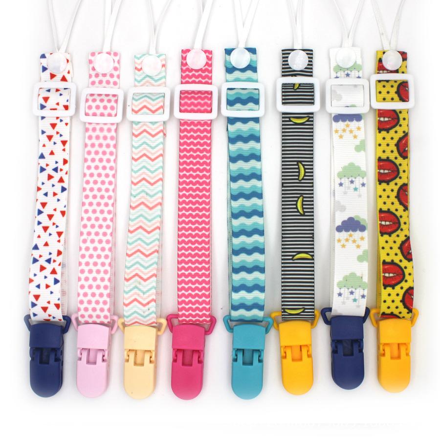 Cute Cartoon Baby Pacifier Clips Chain Ribbon Dummy Soother Holder Chains Adjustable Buckle Strap for Pacifier Baby Feeding Gift