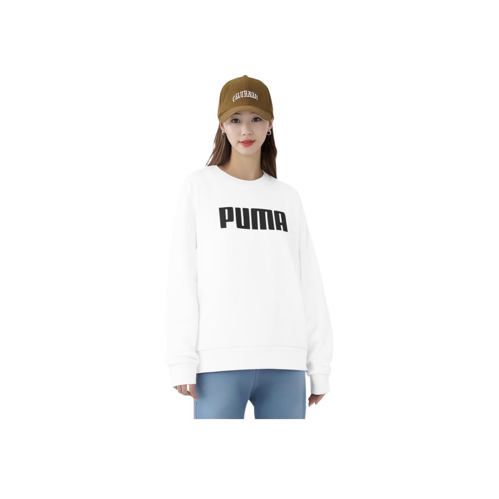 Puma Женская толстовка с круглым вырезом Essential Logo Printed Sports Crewneck, белая 855318-02