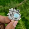 Подарок для нее Натуральный ларимар, кольцо-цветок с несколькими камнями, регулируемое, серебро 925 пробы