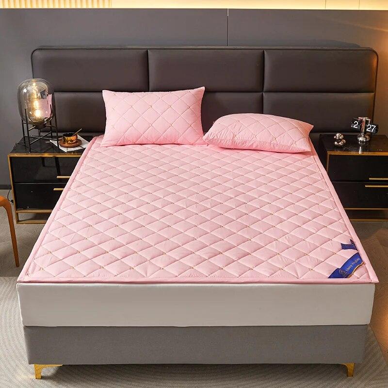 Однотонный стеганый наматрасник с вышивкой, утолщенный простынь, покрывало для спальни, отеля, мягкая подушка для кровати