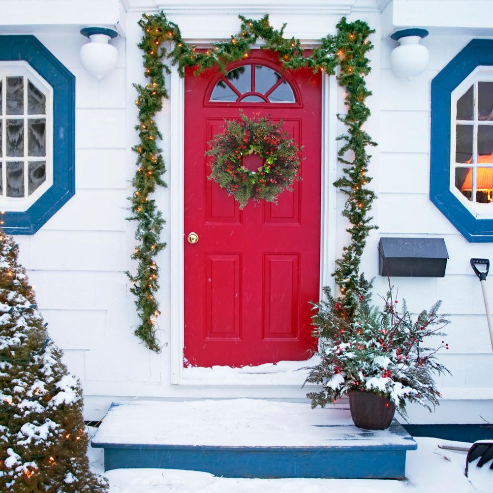 Christmas Wreath Artificial Red Berries Eucalyptus Wreath Christmas Decoration Living Room Wall