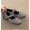 Fashion Retro Round Head Butterfly-knot Women Mary Jane Shoes Ladies Soft Sole Dress Flats Casual Street Style Ballet Shoes