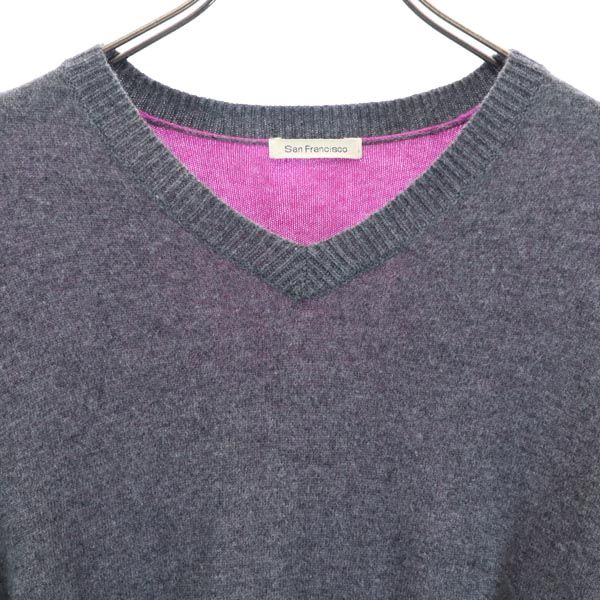 САН-ФРАНЦИСКО шерстяная смесь Свитер с длинным рукавом и V-образным вырезом M Серый трикотаж Женский Б/у