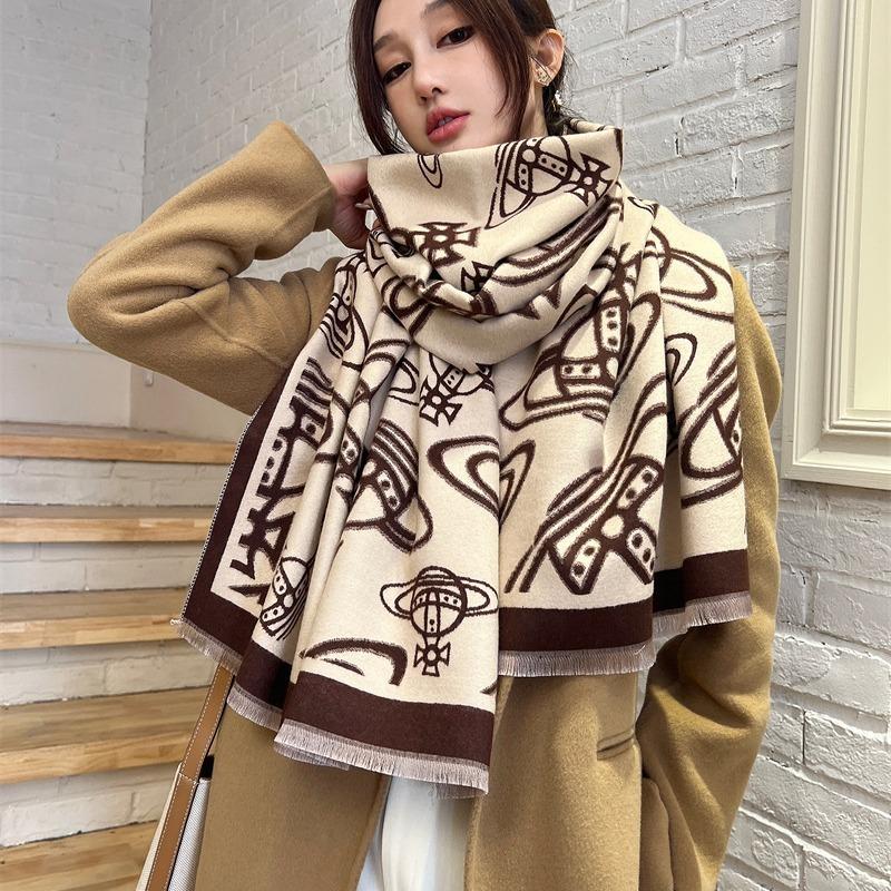 Shawl Thickened Warm Scarf Women's Winter Versatile Premium Neck Protection Scarf Dual-purpose Star Walk