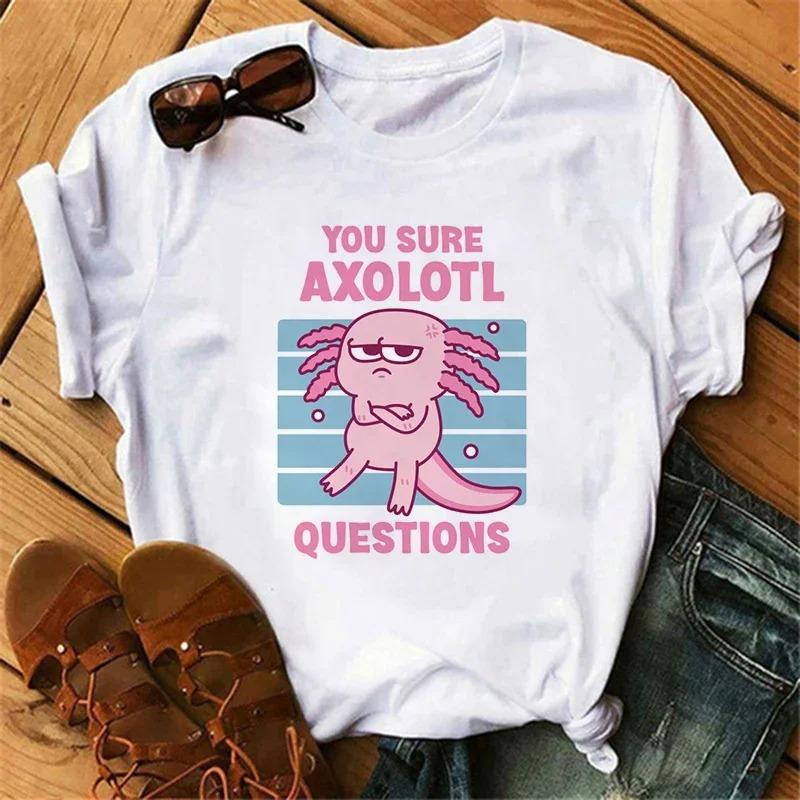 Смешная футболка с аксолотлем для женщин Relaxolotl Kawaii футболка с коротким рукавом женская одежда летние топы Y2k повседневная мультяшная графическая футболка