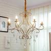 Living Room, Bedroom, Crystal Retro Gold Creative Dining Room Chandelier, Modern and Minimalist Light