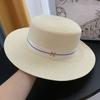 M соломенная шляпа женская простая плоская шляпа с надписью элегантная белая шляпа-цилиндр британская защита от солнца пляжный отдых солнцезащитная шляпа