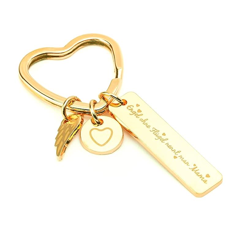 Mother's Day Love Mom Key Chains Holder Pendants Stainless Steel Heart-shaped Gift Accessories