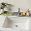Flexible Draining Mat Silicone Kitchen Sink Faucet Mat, Foldable Splash Guard with Suction Cup, 5 Degrees Slope Countertop Water for Bathroom Cup
