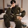 Men's Three-Layer Thickened Cotton Winter Pajamas - Warm, Simple, Luxury, and Suitable for Indoors and Outdoors.