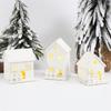 Xmas Ornament Christmas Led Light Wooden House with Snowflake Luminous Cabin Christmas Decorations
