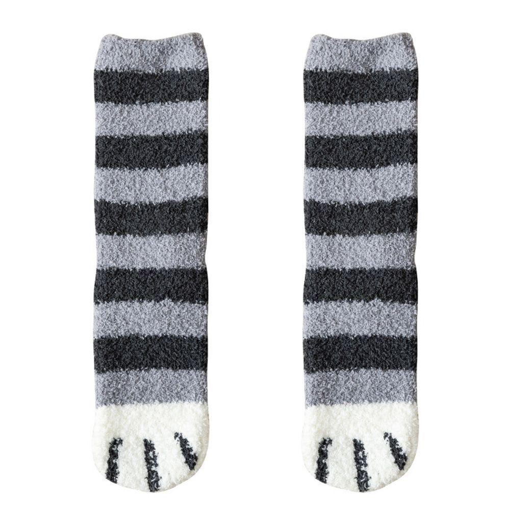 1 Pair Thicken Cat Paw Winter Socks Coral Fleece Sleeping Socks Cute Coral Fleece Warm Sock  Winter