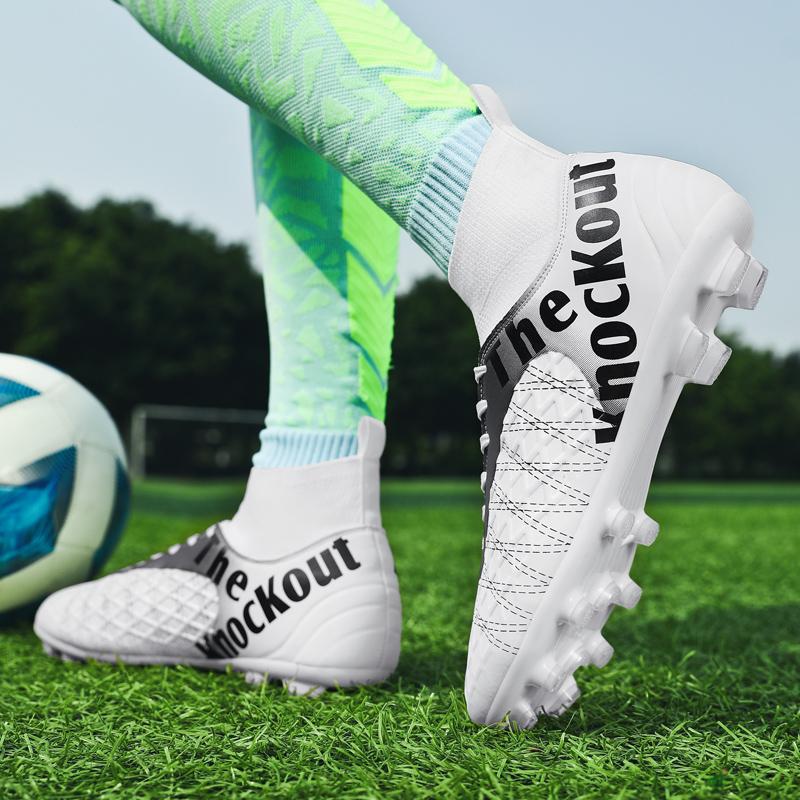 31-48 Мужские/женские футбольные бутсы. Высококачественные большие кожаные высокоэластичные носки, футбольные тренировочные бутсы с длинными ногтями из искусственного газона.