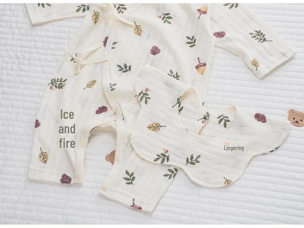 Ультратонкий хлопковый детский комбинезон с защитой живота и длинными рукавами — дышащий, класса А для лета и кондиционируемых помещений