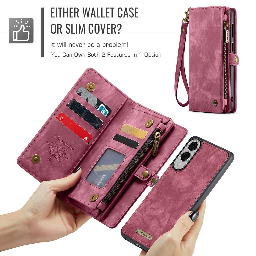 Для Samsung Galaxy S25 Edge Чехлы для телефона CASEME Кожаный чехол со съемным кошельком и ремешком