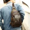 Crazy Horse Genuine Leather Men's Chest Bag Head Layer Cowhide Large Capacity Multi-functional Leisure Chest Bag Man Bag