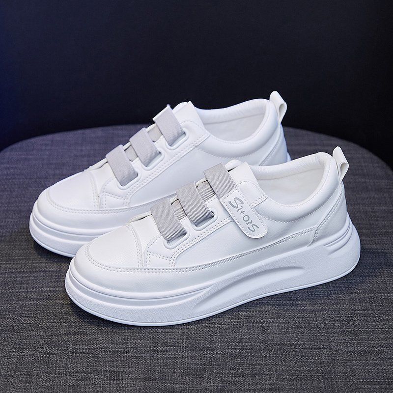 Velcro Little White Shoes Women's Versatile 2025 Spring New Women's Shoes Street Shot Thick-soled Leather Single Shoes Flat-soled Women's Shoes Tide