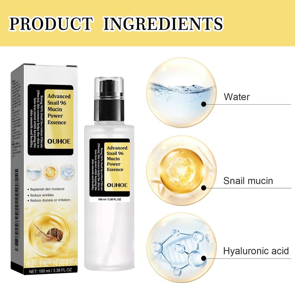 Snail Mucin Peptide Essence,Hyaluronic Acid Skin Repair Serum,Lightens Wrinkles and Dark Spots,Face Moisturizing and Hydrating