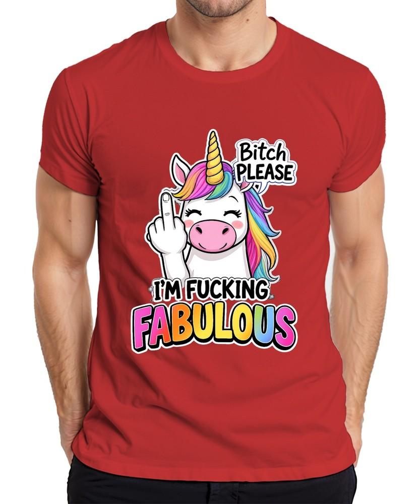 Im Fucking Fabulous Unicorn Rainbow Middle Finger Gift Unisexs Tshirt