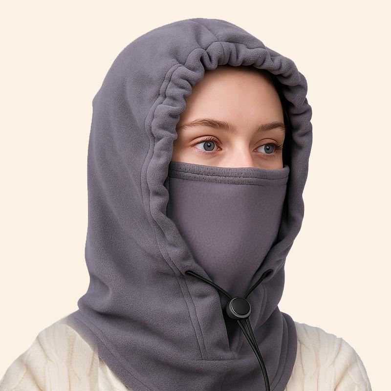 Зимняя шапка из полар-флиса, ветрозащитная маска для катания на лыжах, женская шапка, шарф, интегрированный капюшон для занятий спортом на открытом воздухе, теплый капюшон