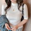 Large Size Spring, Autumn and Winter Small Stand Collar Modal Three-quarter Sleeve Inner Layered Shirt Women's Mid-collar High-end Top T-shirt