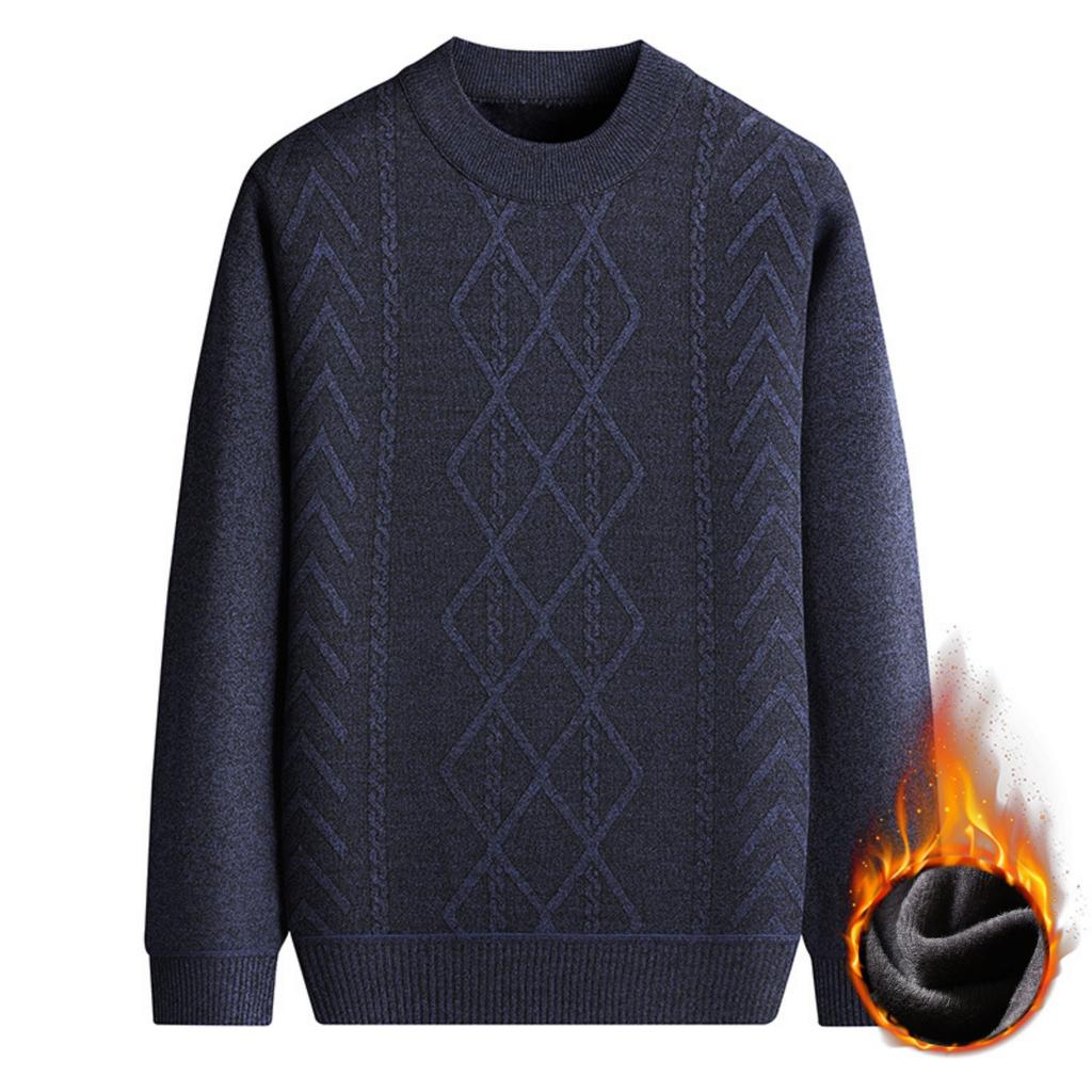 Men's Casual Round-neck, Fleece And Thickened Warm Knitted Sweater, Men's Pullover Sweater