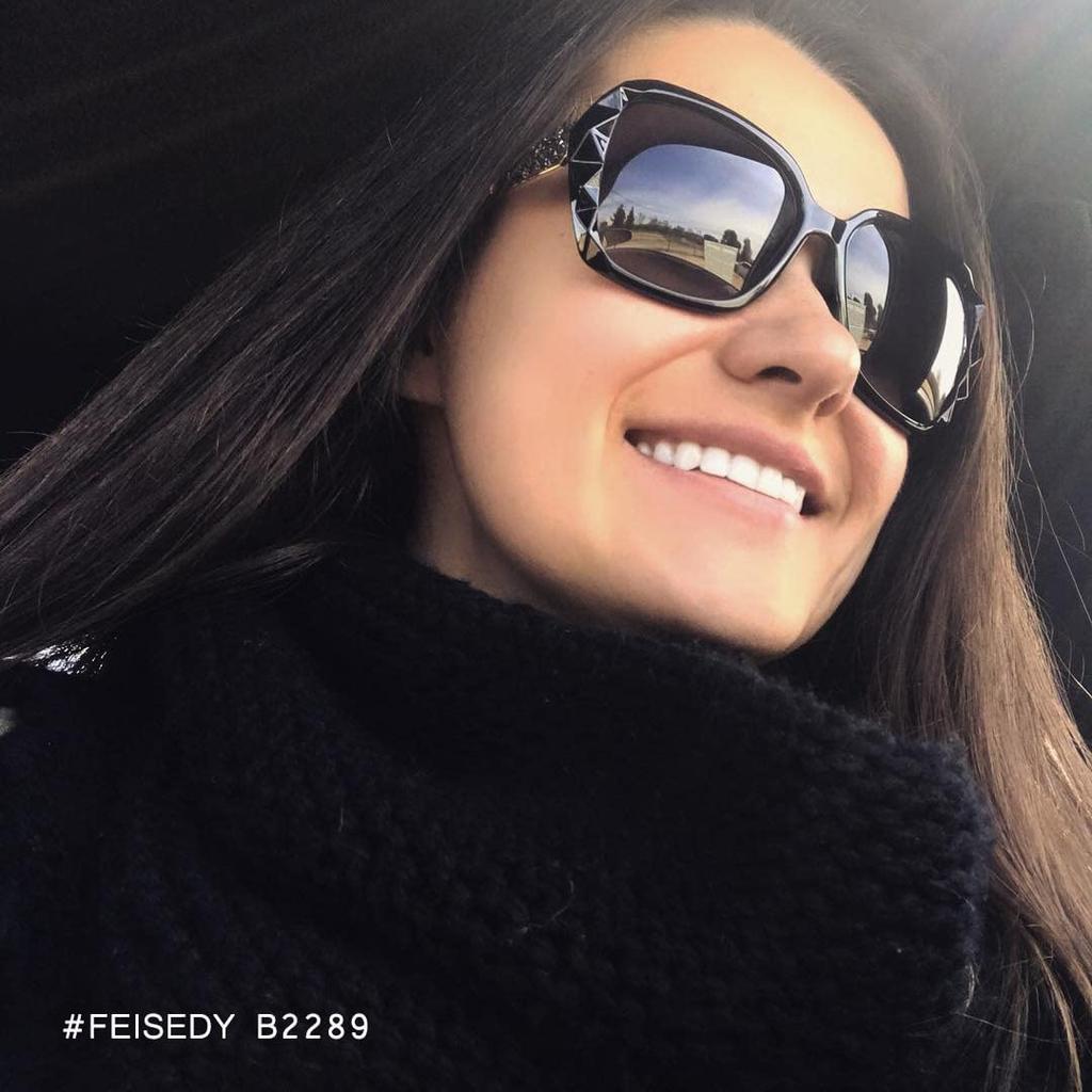 UV Fashionable UV For B2289 [FEISEDY] Women's Sunglasses, Polarized, Protection, Sunglasses, Protection, Sports, UV400, Lightweight, Driving, Large,