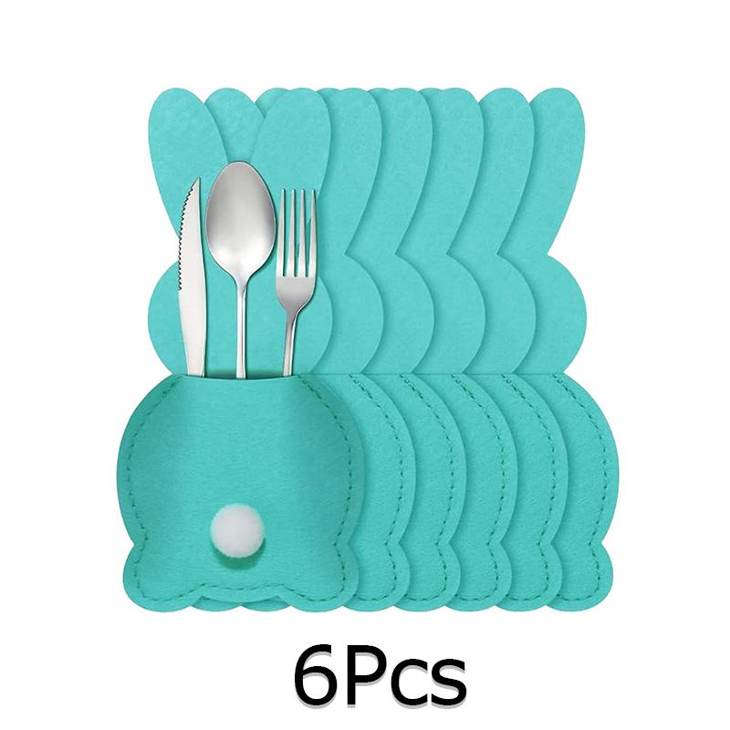 6 шт./компл. фетровая ткань для украшения праздничного стола, мешочки для столовых приборов в виде кролика, пасхальные мешочки для ножей и вилок на день рождения, разноцветные