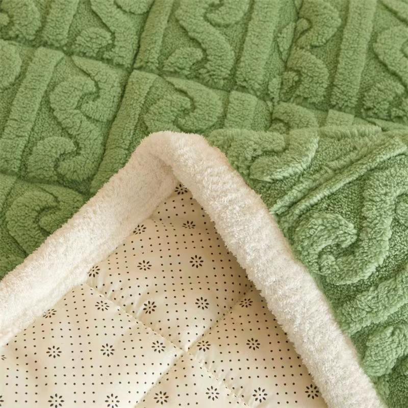 Роскошный утолщенный мягкий плюшевый простыня размера King Queen, зимний теплый бархатный стеганый коврик, противоскользящий наматрасник без наволочки