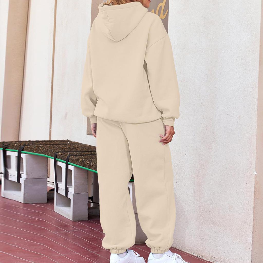 Женские комплекты из 2 предметов, спортивный костюм с капюшоном, толстовка большого размера, мешковатые осенние модные спортивные штаны с карманами