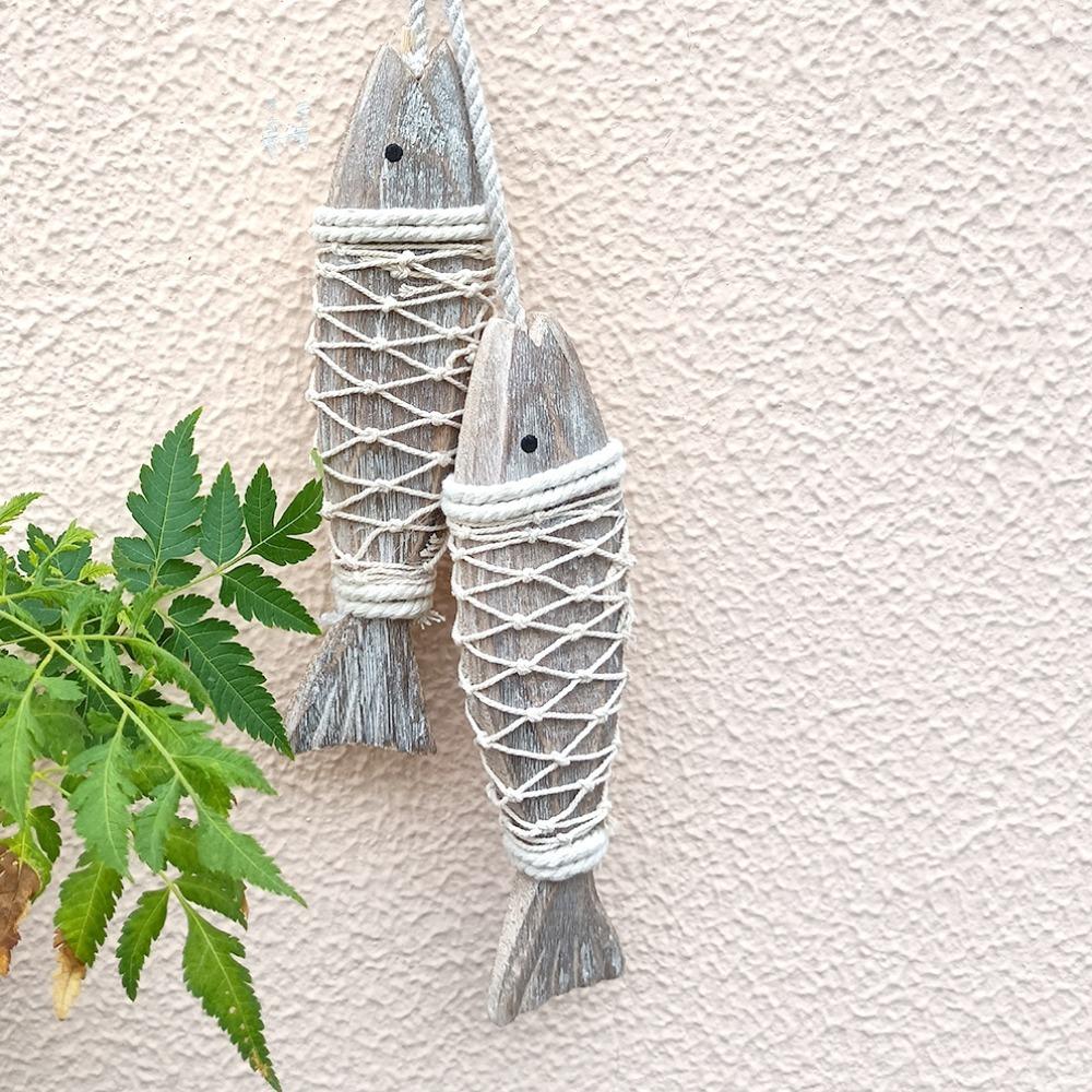 Mediterranean Fish Ornament Hanging Wall Hanging Decor Vintage Wooden Pendant Home