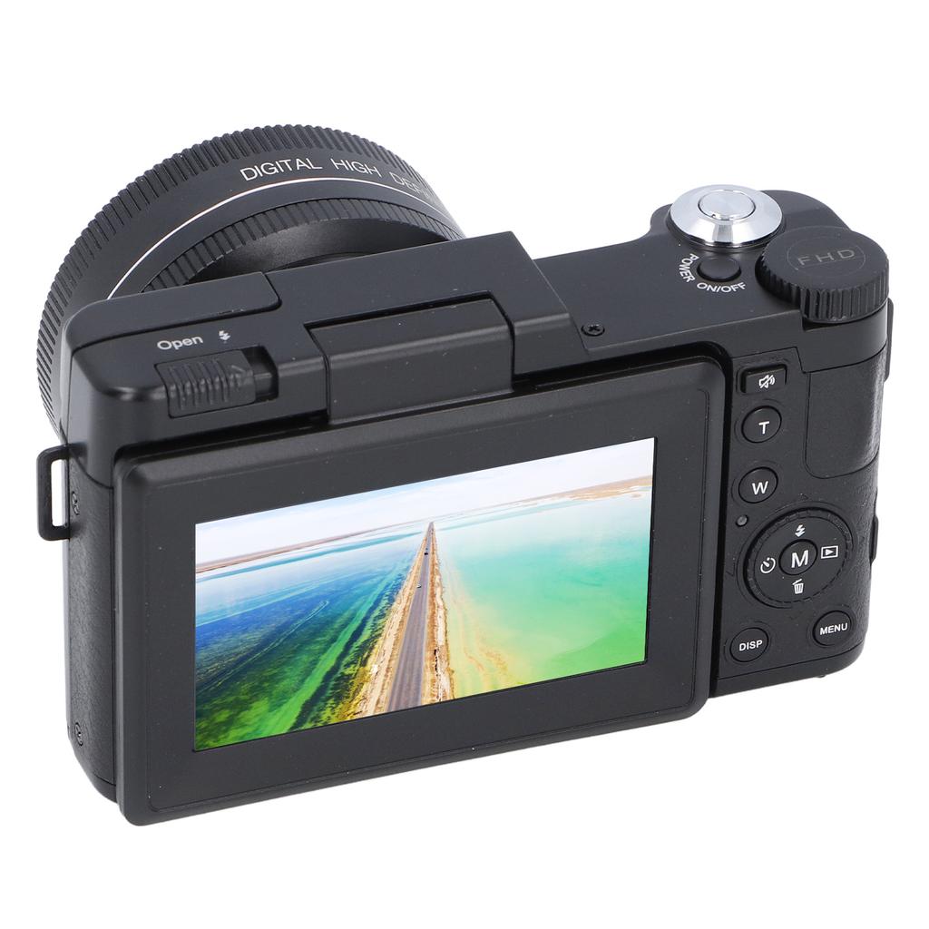 4K Digital Camera Face Detection Autofocus Anti Shake 48MP Vlogging Camera with 32G Card 3in 180 Degree Flip Screen