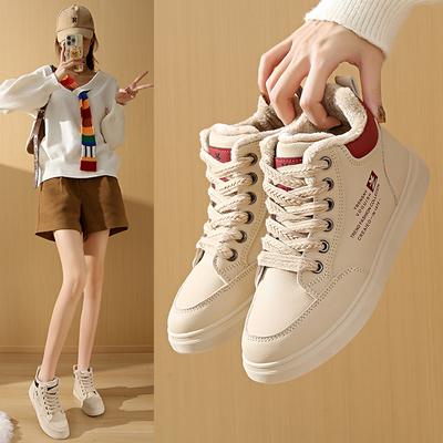 Инс корейская версия бархатных высоких кед для женщин, зимние новые теплые женские студенческие спортивные туфли с увеличением роста, повседневные туфли