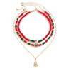 2/3/4pcs/set Santa Rice Beaded Chain Cartoon Cartoon Pendant Choker  Women