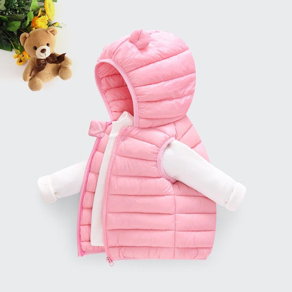 Children's Winter Solid Color Cotton Vests With A Hood