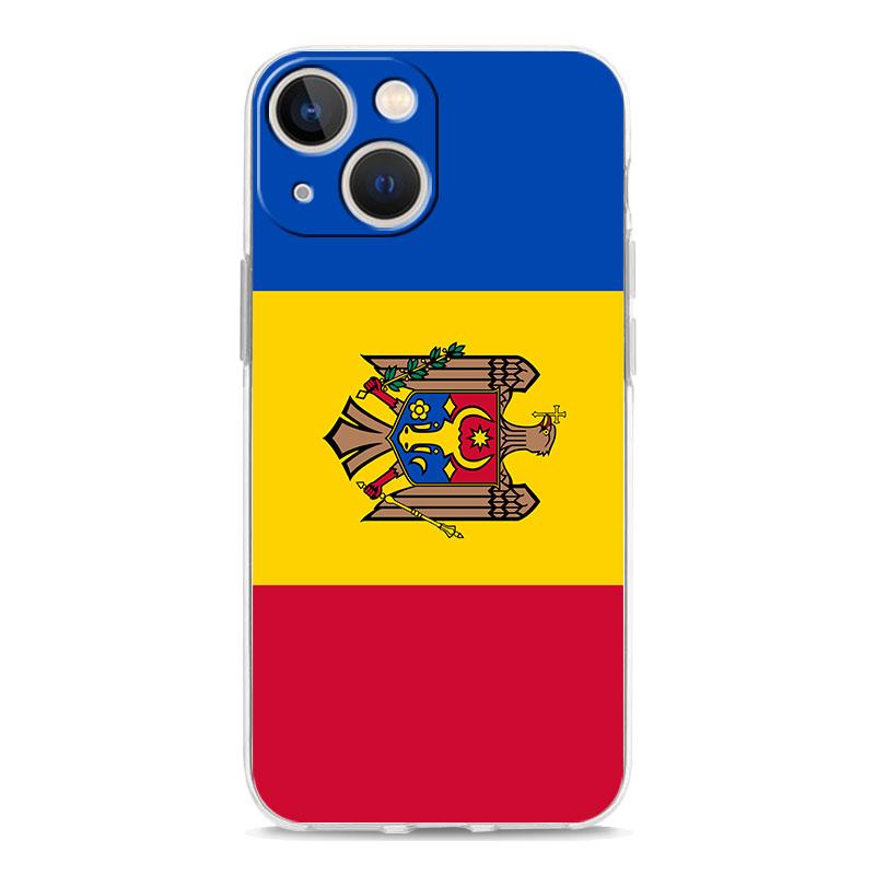 Чехол для телефона iPhone 17 Air Cases iPhone 16 15 12 13 14 Pro Max SE 7 8 Plus iPhone11 Прозрачный Мягкий Чехол Флаг Молдовы