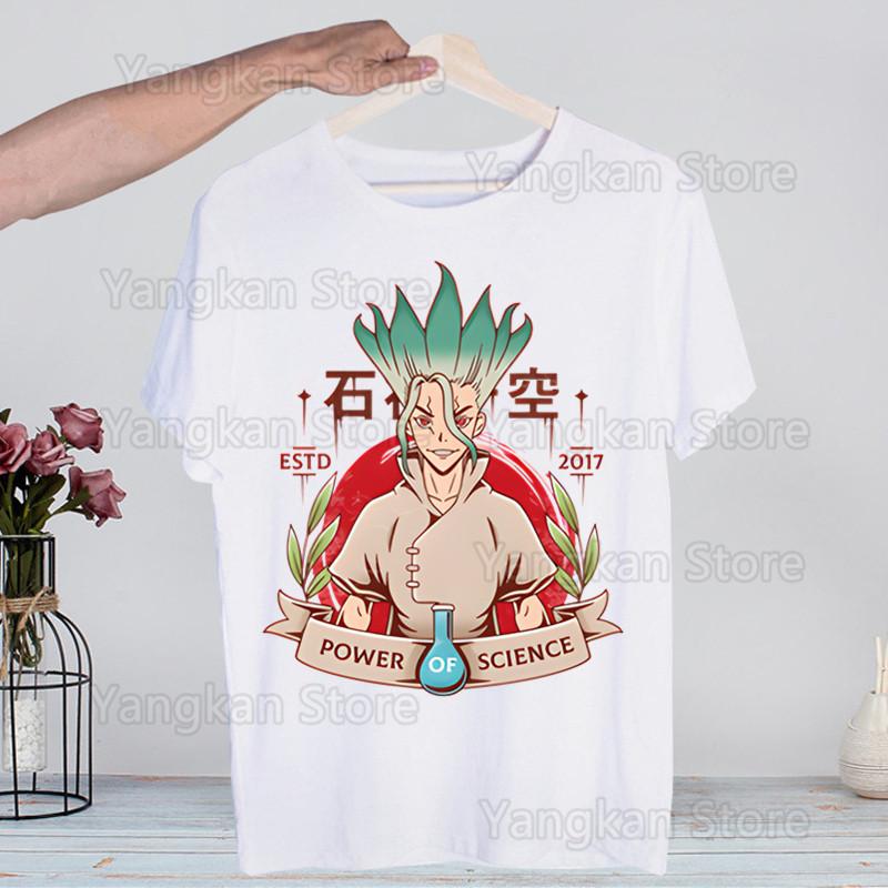 Dr Stone Аниме Футболка с короткими рукавами Мужская Мода Бренд Tide Принт Футболка Мужские Топы Футболки Мужская Футболка