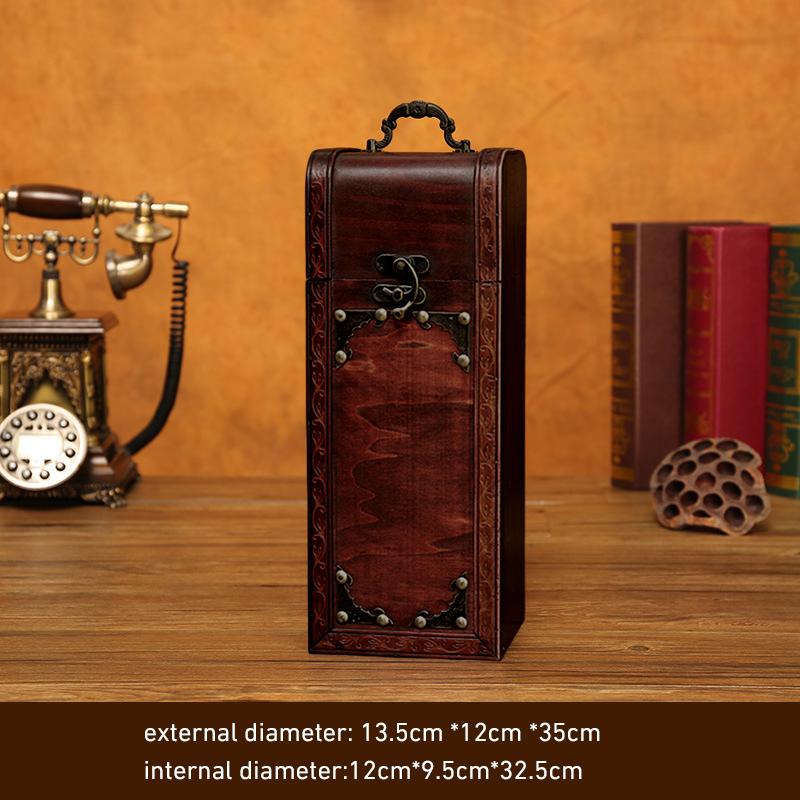 Vintage Archaistic Single/ Double Red Wine Box Portable Wood Wine Box Retro Gift Wine Storage Box Case Bottle Packag With Handle