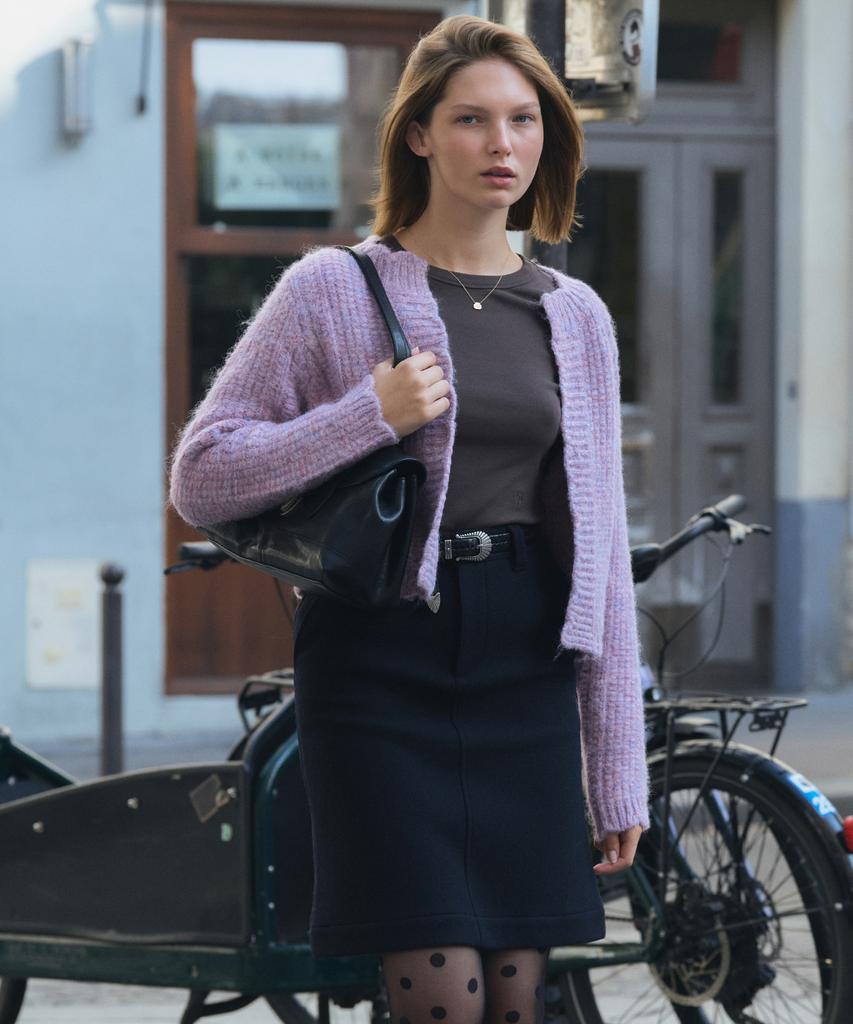 City Breeze Wool Monoline Skirt_Navy
