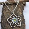 Round Cut Blue Topaz & Peridot (1.2 Cts) Flower Design 925 Sterling Silver Gemstone Pendant with Chain Jewelry For Women or Girls