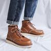 Мужская роскошная мода ботинки из натуральной кожи коричневые туфли на платформе для улицы рабочие ковбойские ботинки весна осень до щиколотки боты мужские
