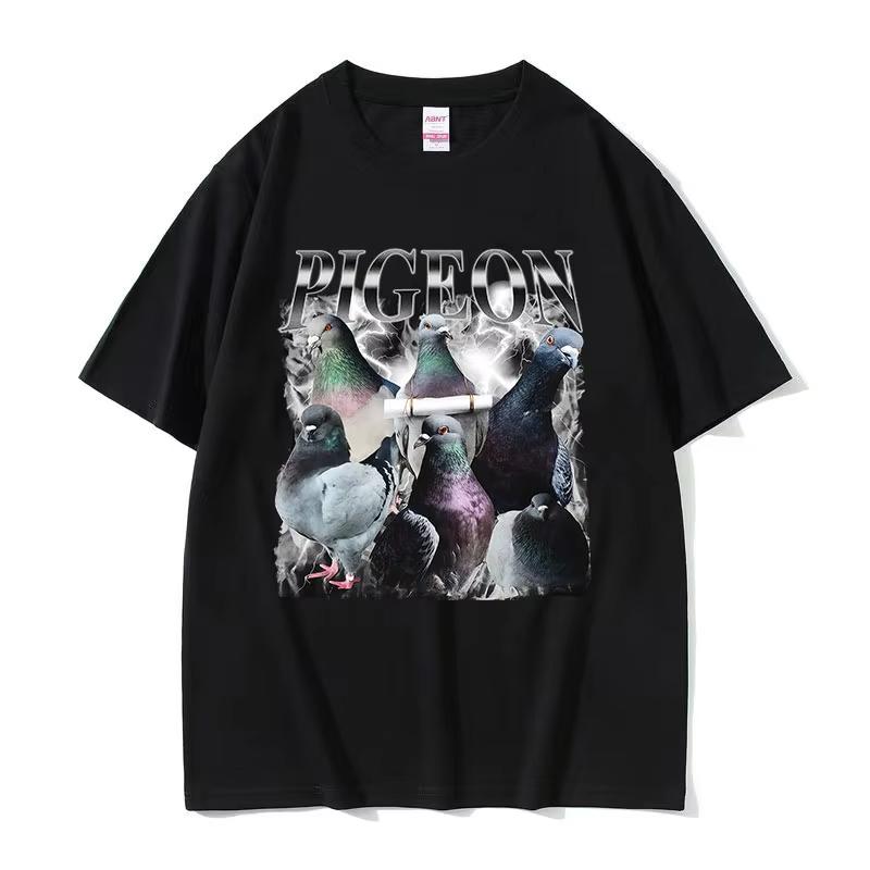 Pigeon Funny Graphic T Shirts Unisex Women Aesthetic Vintage Short Sleeve Tshirt Casual 100 Cotton Oversized Tee Shirt Streetwear