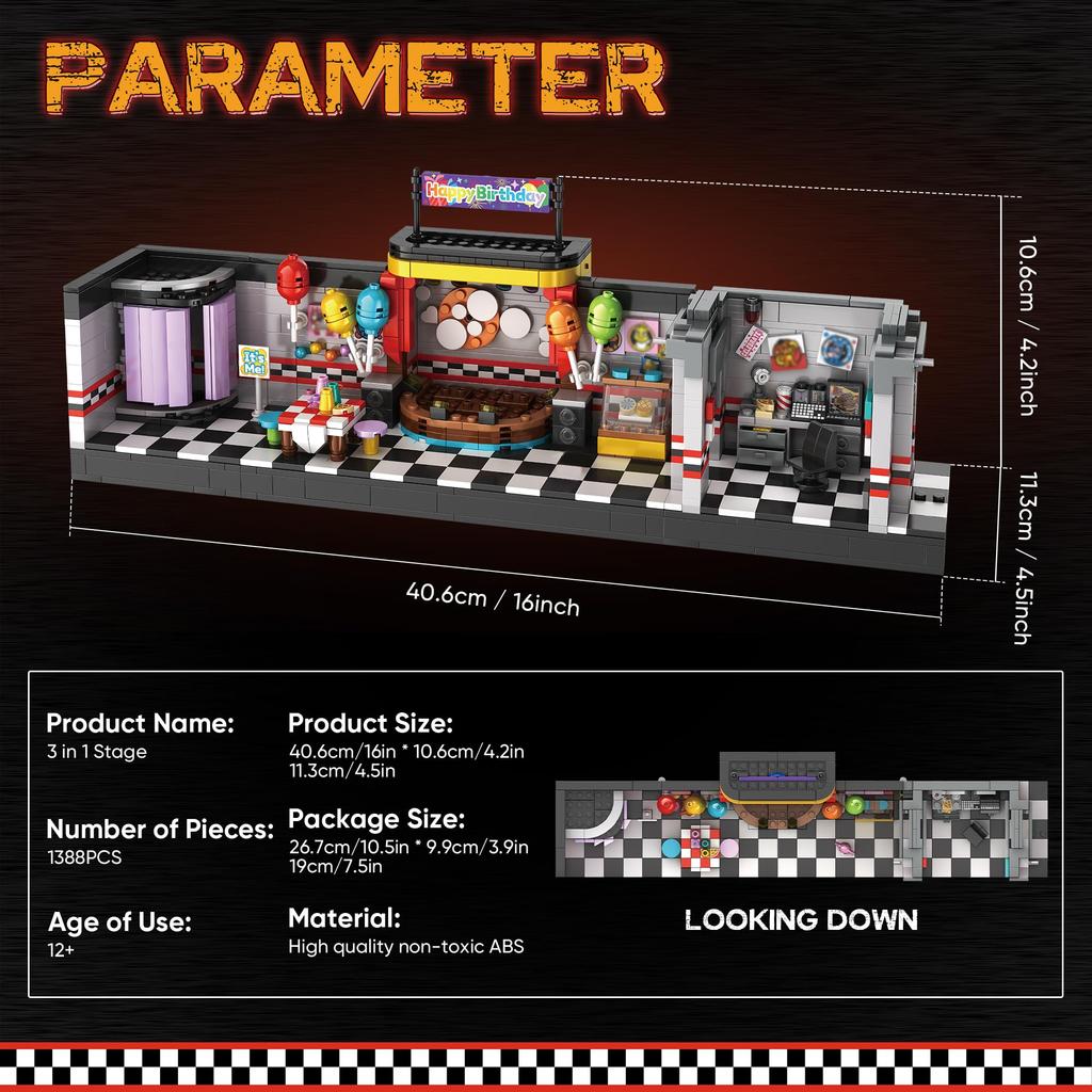 1388 шт. Классическая игра ужасов, сцена, строительство, Five Nights Security Breach, строительные блоки, игрушки для фанатов игр, украшение для дома