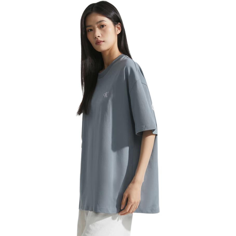 Calvin Klein Футболка с коротким рукавом и круглым вырезом с логотипом Alphabet SS23 Топы унисекс Серый Синий J400280-PN6