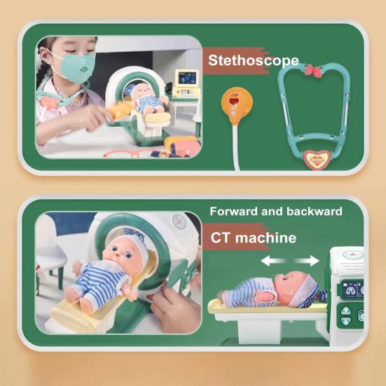Детский набор врача с настоящим компьютерным томографом, стетоскопом, медицинскими инструментами, обучающий ролевой набор игрушек для мальчиков и девочек 3-6 лет