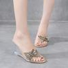 Women's High-Heeled Sandals Summer All-Match Simple Women's Shoes Beveled Transparent Heels