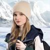 Winter Unisex Hat Knitted Thick Stretchy Piled Hat Solid Color Ear Warm Daily Wear Cap Outdoor Skiing Skating Headwea